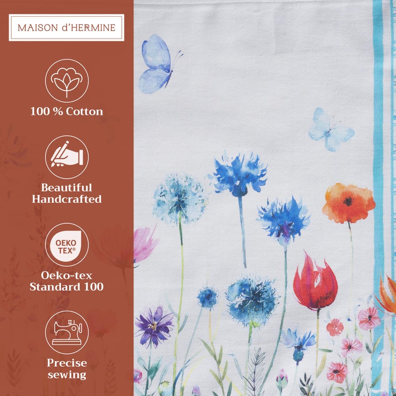 Maison d' Hermine Placemats Set of 4 100% Cotton Washable Cloth Place Mats, Reusable Table Mats for Kitchen Dining Decoration, Party, Restaurant Spring/Summer (Happy Florals - High Summer, 13" x 19") - Image 2